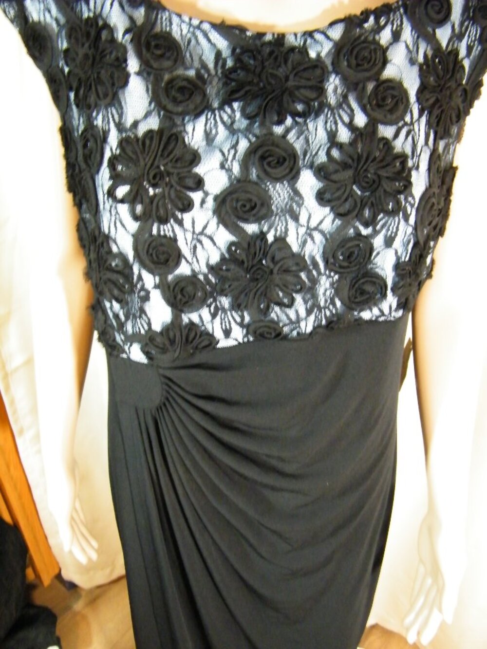 Formal gown. Sz.10 Color: Black w/ Light blue under lace. Connected Apparel NWT